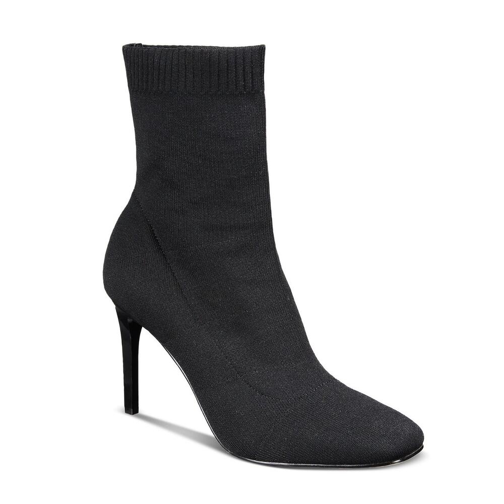 INC International Concepts Dress Booties Black Knit Sock Stile Heel Size 9.5 $99